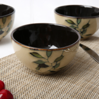 竹叶 碗碟套装韩式餐具20件 碗盘家用窑变釉炻器陶瓷创意